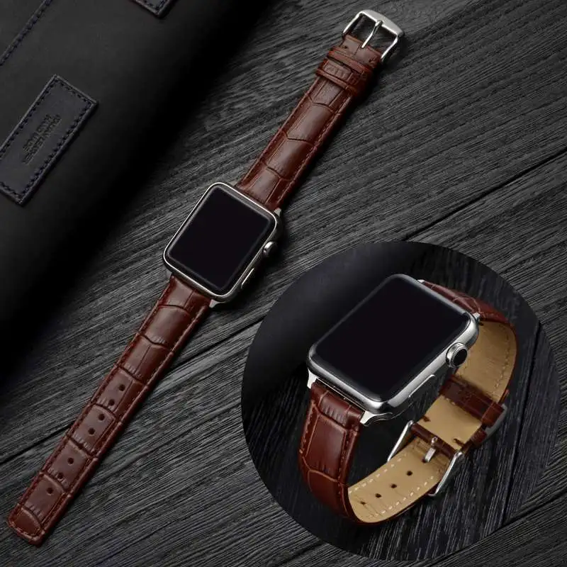 Ремешок для часов Anbeer Apple 38 мм 40 42 44 кожаный ремешок Iwatch 5 4 3 2 1 мужской и женский