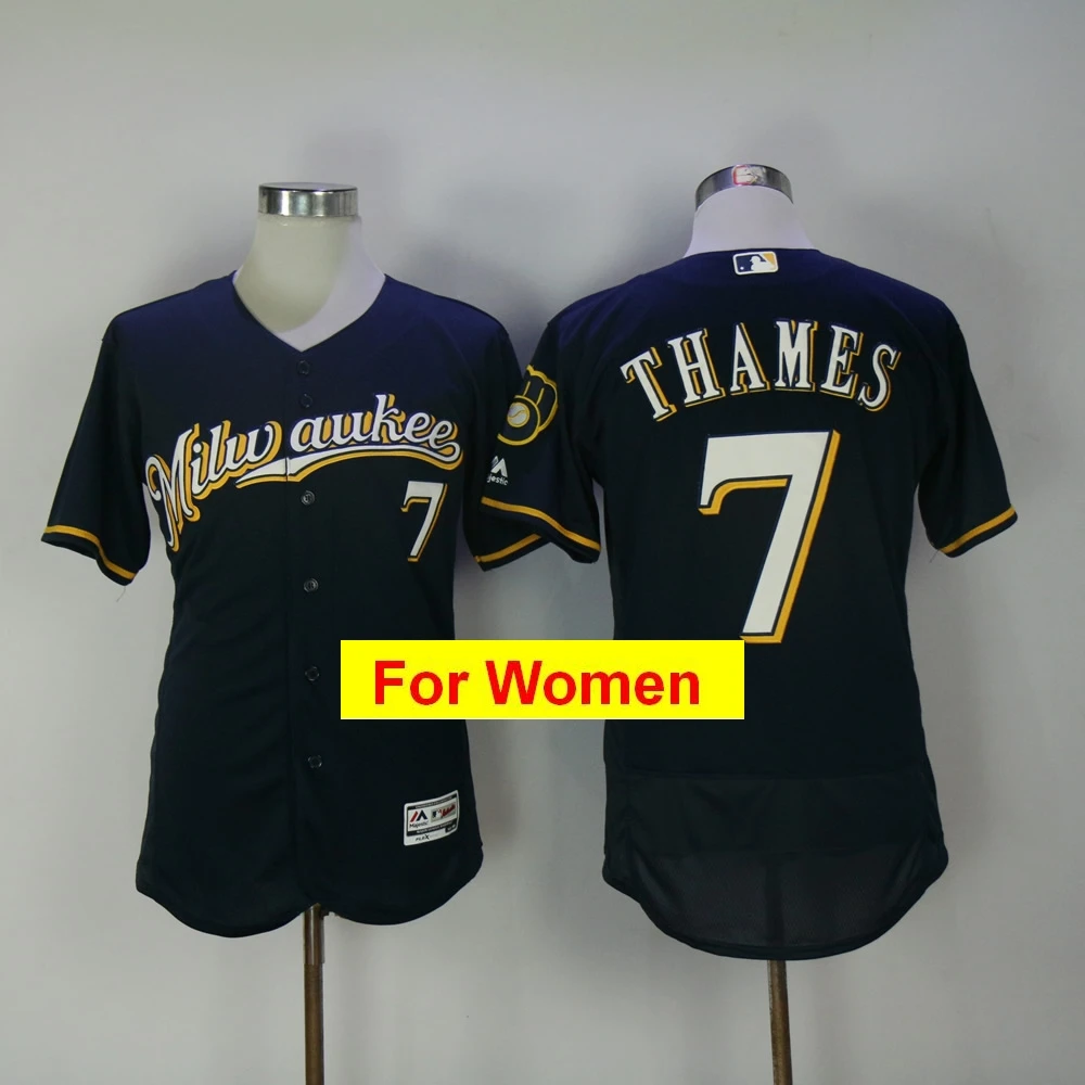 Небесно-голубой Женская майка Milwaukee Christian Yelich Lorenzo Cain Eric Thames Lorenzo Cain Ryan Braun FLEX& Cool Base - Цвет: Небесно-голубой