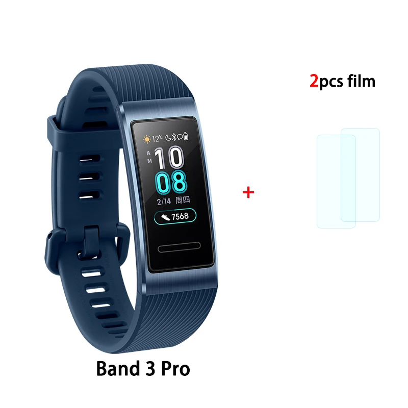 HUAWEI Band 3 Pro Smart Band все-в-одном фитнес-трекер активности, водонепроницаемость 5 АТМ, пульсометр, встроенный gps - Цвет: 3Pro Blue n film