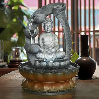 

Buddha Fountain - 11in Buddha Tabletop Water Fountain for Home&Office Decoration, Decorative Sculpture with LED Light Water Flow