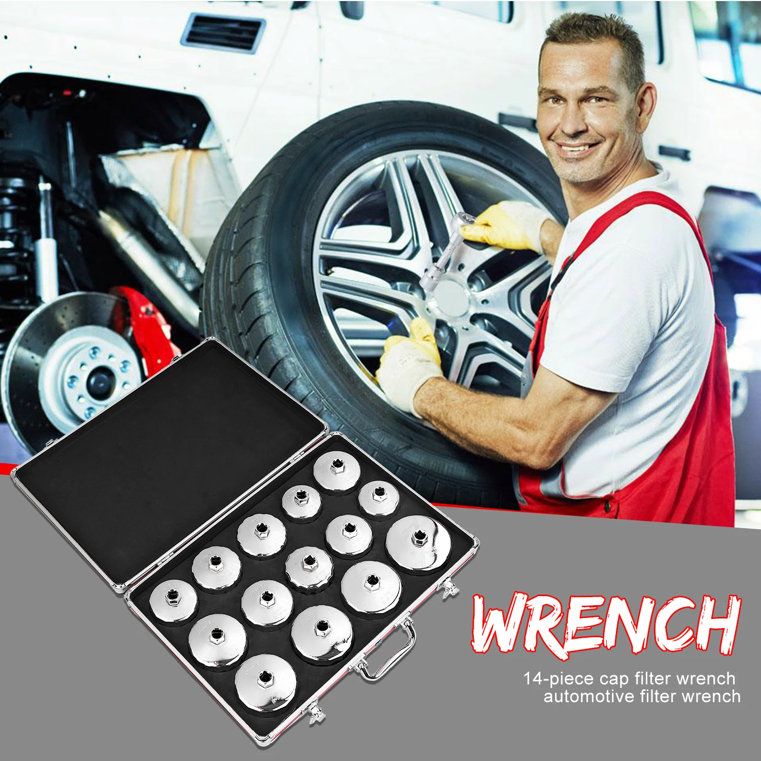 14pcs Universal Oil Filter Cap Wrench Metric Socket Tool Kit 65-102mm Compatible with Housing | Инструменты