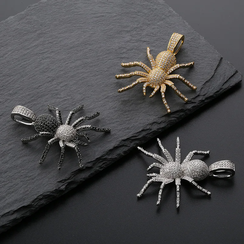 

INS Hot Selling Europe And America Cool Hip Hop Cool Men Spider Pendant Full Zircon Boutique Hip Hop Necklace Accessories