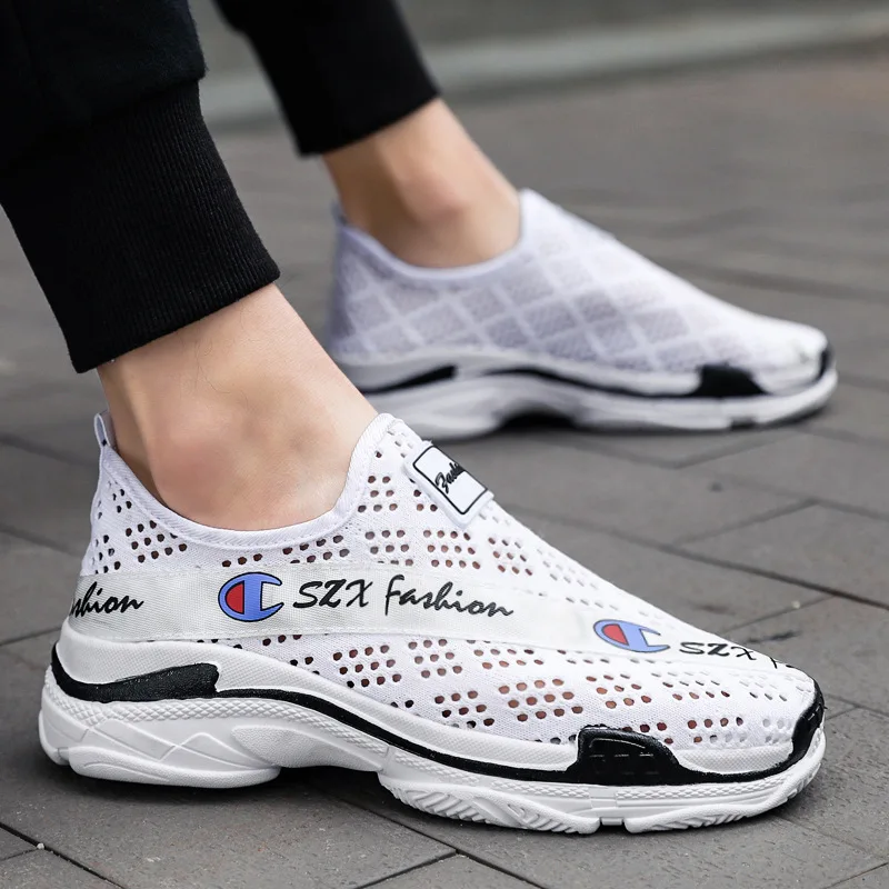 

Large Size 45 Summer Mesh Shoes Breathable Mesh MEN'S Shoes Slip-on Hollow out Mesh Sports Footwear 46 Dad Shoe