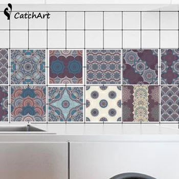 

Retro Mosaic Tiles Stickers Waist Line Wall Sticker Kitchen Bathroom Toilet Border Waterproof Self adhesive Decals 20x100cm