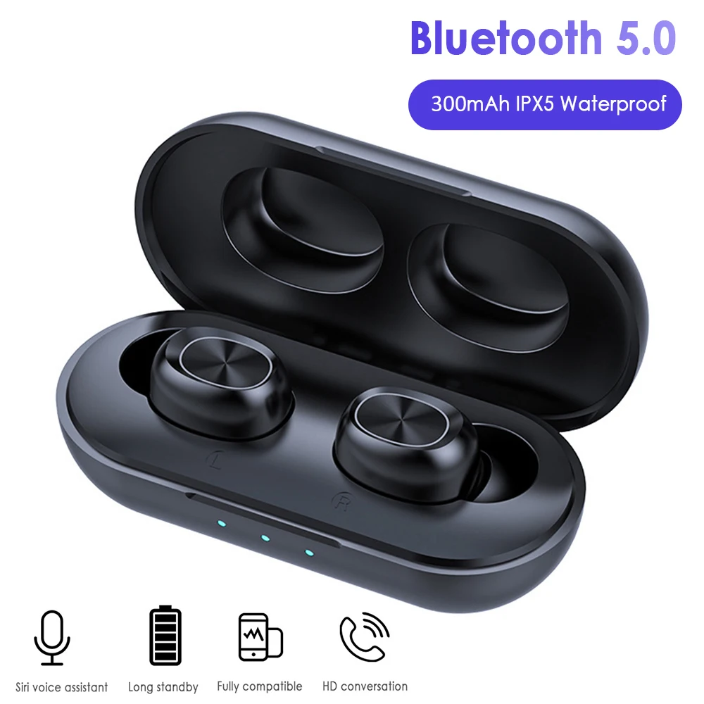

B5 Wireless Bluetooth Earphone 5.0 Touch Control TWS Bluetooth Earbuds Waterproof 9D Stereo Music Headset 300mAh Power Bank