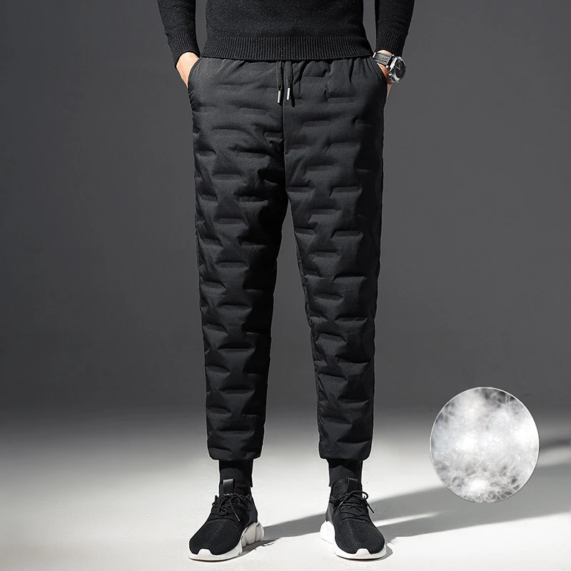 Down-Pants Outdoor Winter Camping-Trousers Man Windproof Thick Elastic-Waist Warm Scratchproof