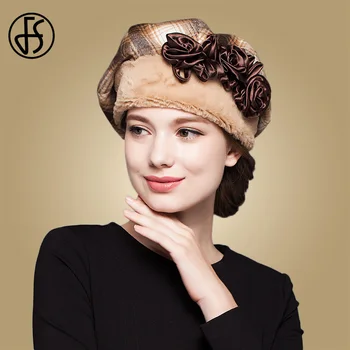 

FS Elegant Women Beret For Winter Female Wool Hat Plaid Vintage Fashion Octagonal Cap Autumn 2019 New Women's Casual Cap