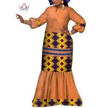 

Long African Dresses For Women Appliques Nigeria Traditional Wedding Outfit Bazin Riche Wax party robe Lantern Sleeve WY9225