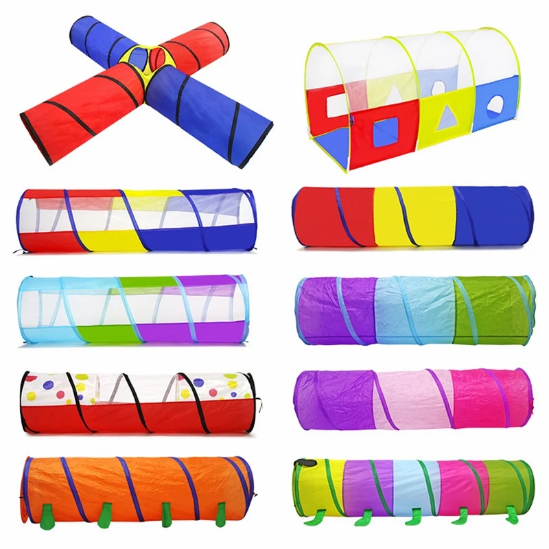 

CYSINCOS Kids Play Tent Three Colors Toy Crawling Tunnel Children Foldable Toy Tube Baby Play Crawling Games Access To The Tent