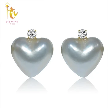 

NYMPH 18K Yellow Gold Heart-shaped Mabe Pearl Stut Earrings AU750 Fine Jewelry for Women E372