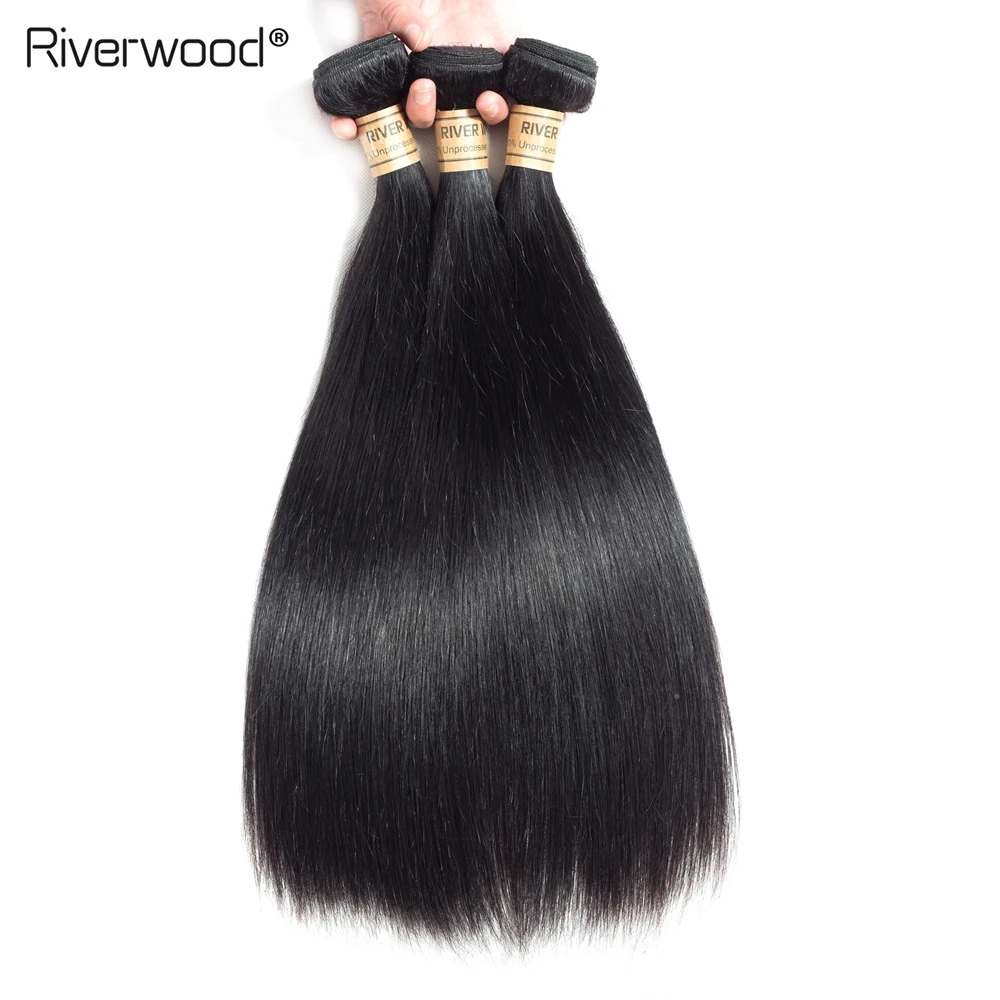 Riverwood Nature Remy Straight Hair Bundles Brazilian Weave 1/3 100% Human Weaving Bundle Deals Extension | Шиньоны и парики