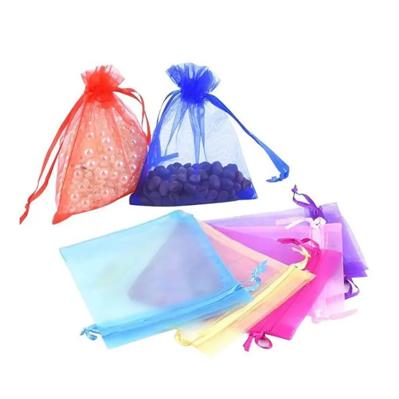 Mixed Coralline Outdoorfly 100PCS Organza Jewelry Gift Bag 4x6 Inches Purple Blue Pink with Drawstring Favor Pouches Bags for Wedding Party Baby Shower Seashell Sample Candy Small Bags 