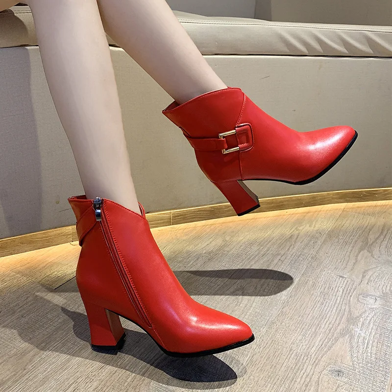 

Women Boots Casual Sexy Elegant High-heeled boots Shoes Botas de nieve femeninas Plush Slip-resistant fashion Shoes H12-37
