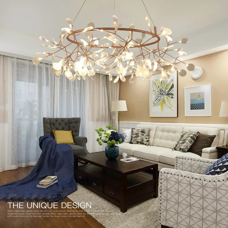 Nordic Hanging Living Room Chandelier Modern Kitchen Firefly Led Ceiling Pendant Lamp Branch Round Luxury Lighting | Освещение