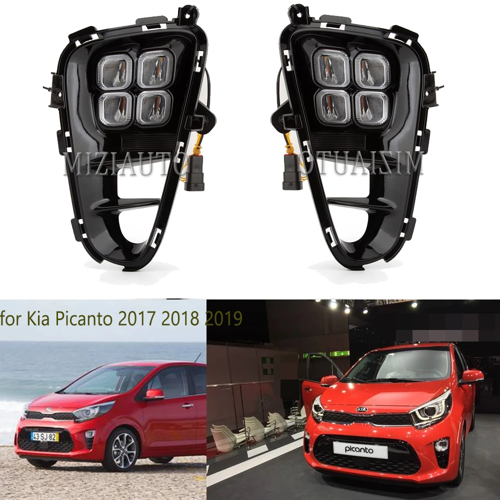 us 68 05 31 off 2pcs drl led daytime running light for kia picanto 2017 2018 2019 led fog lights headlights lamp fog light assembly day light car