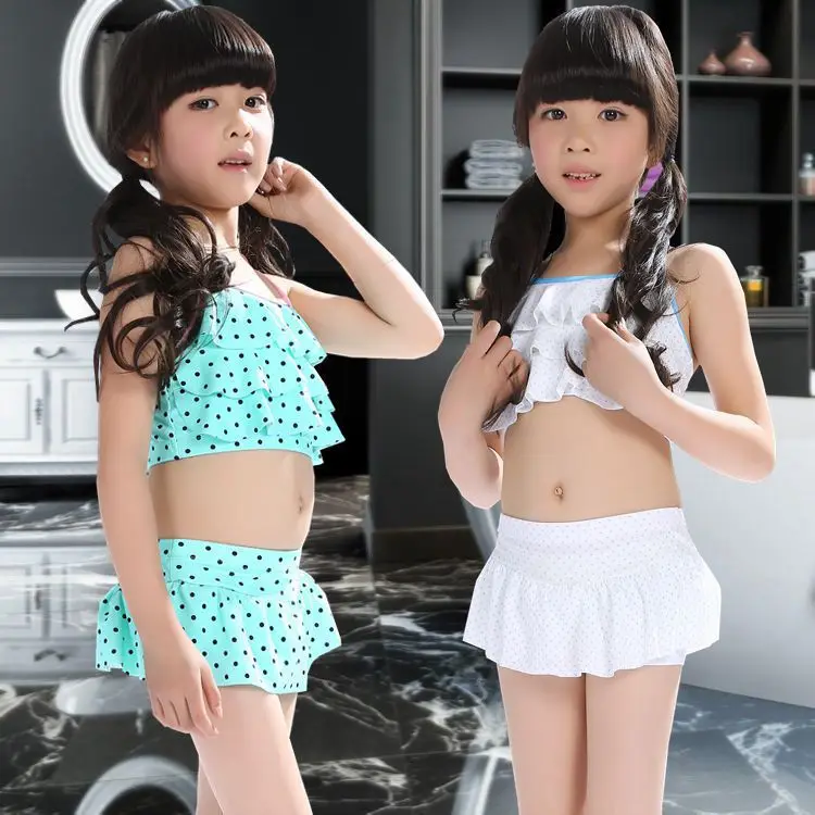 

New Style Boxer Skirt Bathing Suit Medium-sized Child Tour Bathing Suit 10-13-Year-Old CHILDREN'S Bikini