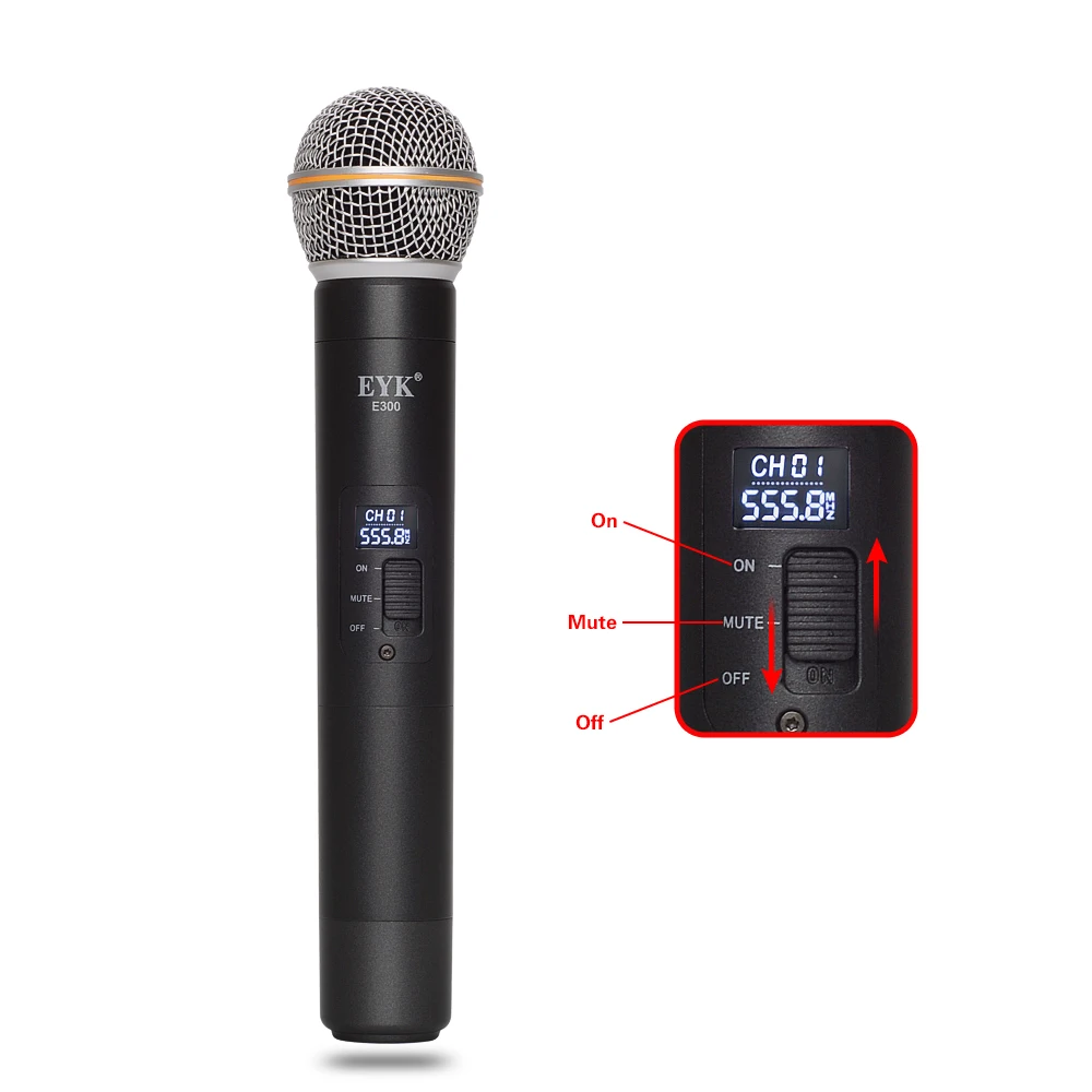 EYK E300 UHF двухканальный 2 металлический ручной передатчик микрофона с функцией
