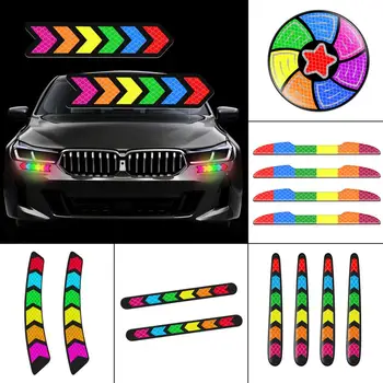 

3D Car Reflective Sticker Door Anti-Collision Anti-Scratch Rear-View Mirror Epoxy Colorful Safety Warning Body Stickers Decals