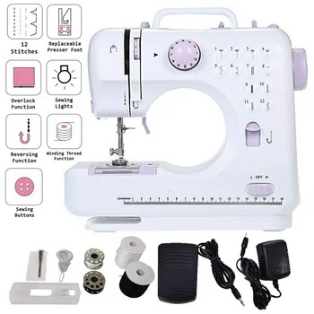 

Mini 12 Stitches Sewing Machine Household Multifunction Double Thread And Speed Free-Arm Crafting Mending LED