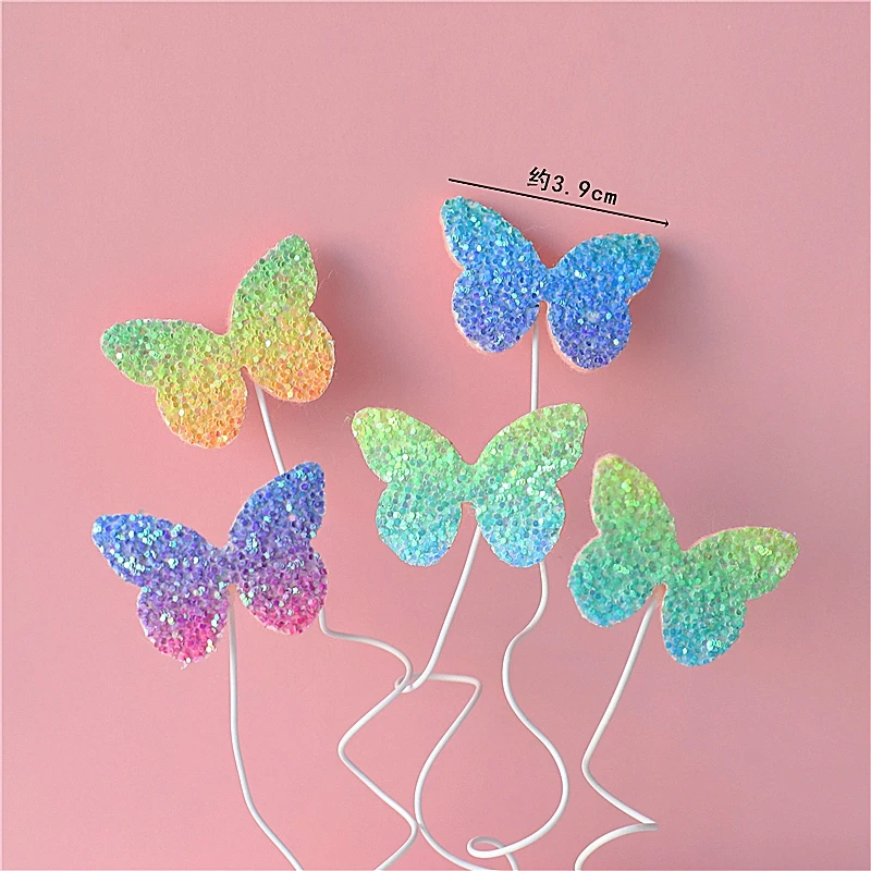 Biling Colourful Laser Butterfly Happy Birthday Cake Topper Dessert Decoration For Birthday Party Lovely Gifts Cake Decorating Supplies Aliexpress