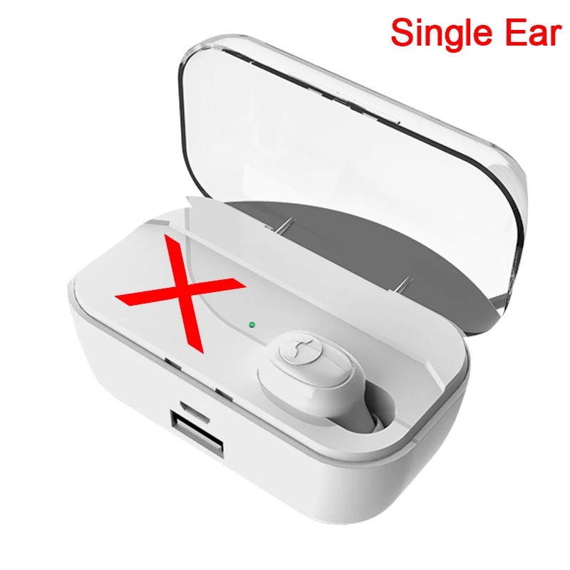Single-Ear-White 8D Bluetooth 5,0 наушники беспроводные Heaphones стерео бас наушники гарнитуры с микрофоном 3500 мАч Мощность беспроводной зарядки коробка для телефона - Цвет: Single-Ear-White
