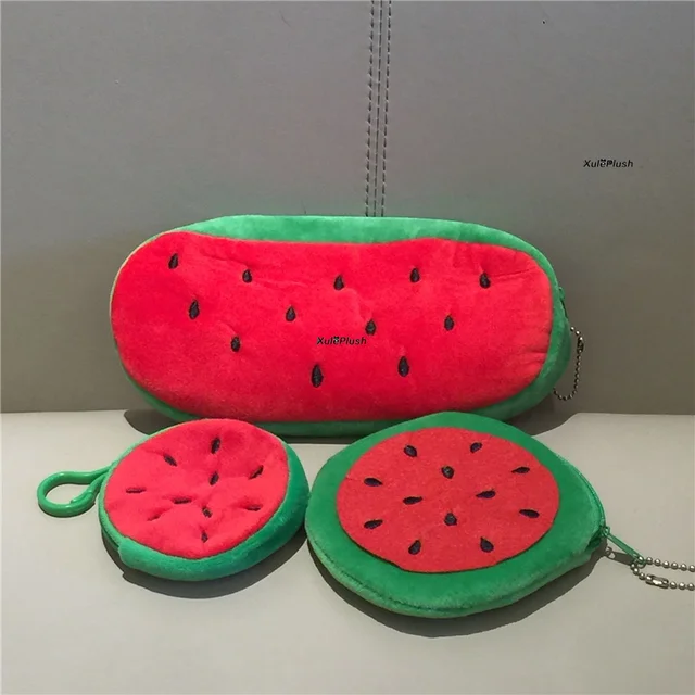 3sizes , 8cm 10cm and 20cm watermelon fruit plush purse , Key Hook Plush Coin Purse BAG 2