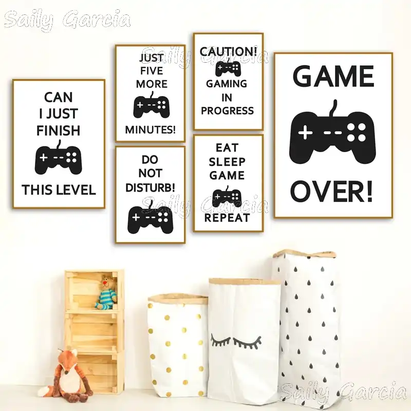 Jeu Video Imprime Noir Blanc Affiches Adolescent Garcon Chambre Decor Jeu Citations Art Toile Peinture Photo Jeu Salle Decoration Murale Aliexpress