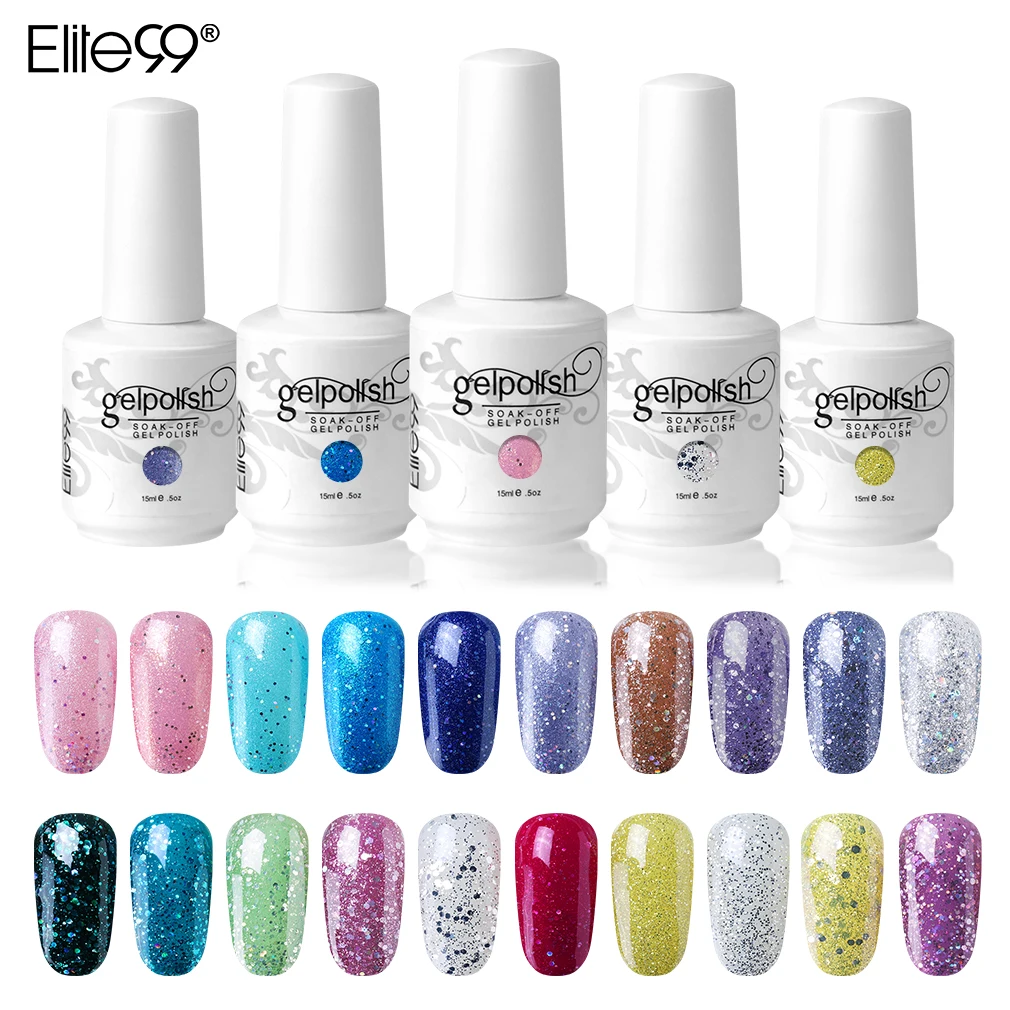 

Elite99 15ml Nail Art Gel Nail Polish LED UV Gel For Nail Vernis Semi Permanent Nails Gel Lacquer Glitter Red Hybrid Nail Polish