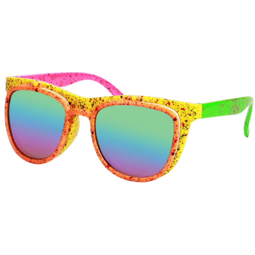 Neon 80's Style Sunglasses Glow Glasses 80s Retro Flip-Up