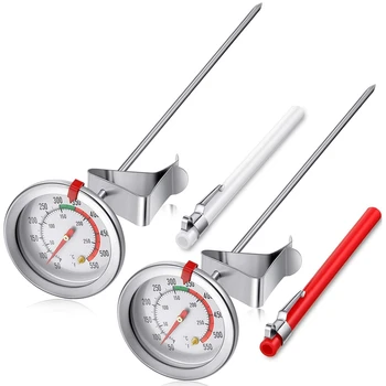 

2 Pieces Stainless Steel Thermometer Instant Read Dial Thermometer 11.8 Inch Long Stem Fry Thermometer
