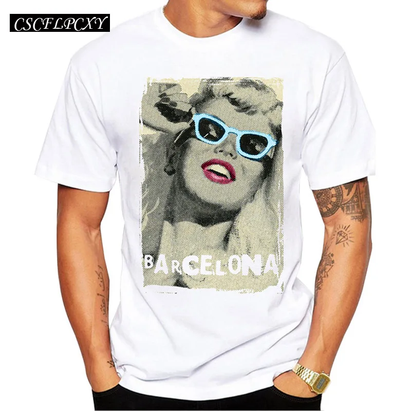 

New Arrivals 2019 Fashion Men T Shirt Barcelona Marilyn Monroe Printed t-shirt Short Sleeve Casual Tops Summer