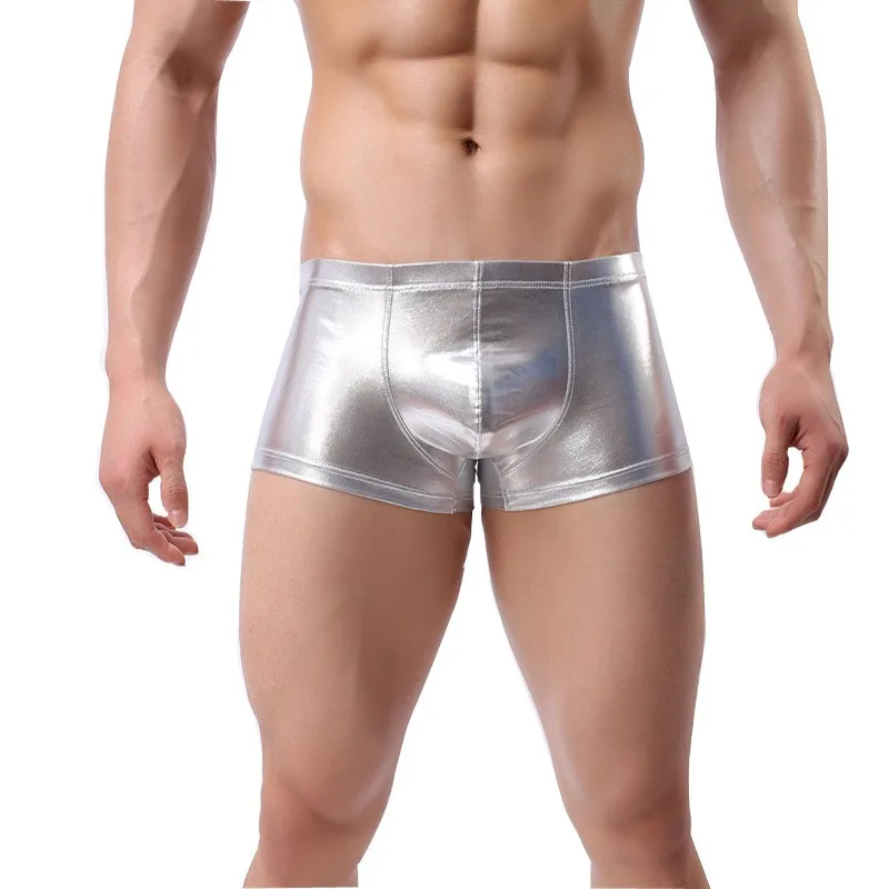 Men's Shorts Men Patent Leather Boxer Pants Pant Panties Trunks Underwear Male Underpants Homme Short | Мужская одежда