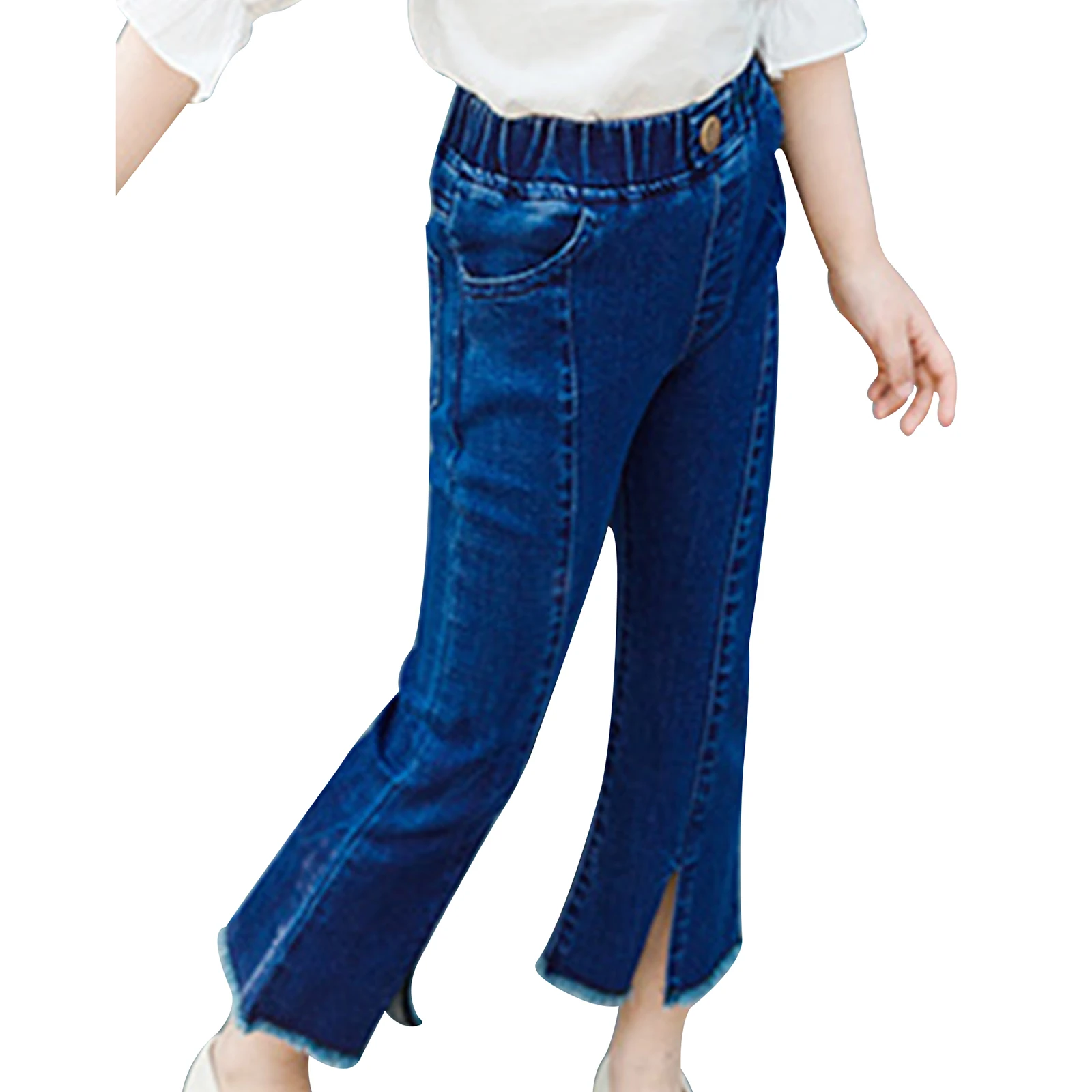 

Fashion Kids Flare Jeans For Girls Spring Autumn Long Pants Elastic Waistband Children Denim Pants Girls Bell Bottoms Trousers