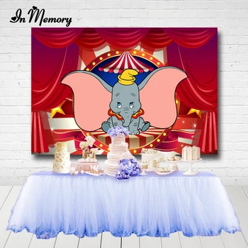 

InMemory Red Curtain Dumbo Party Photography Backdrops For Newborn Birthday Photo Studio Background Custom Vinyl Polyester