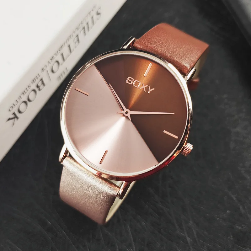Роскошные кожаные часы SOXY женские креативные Модные кварцевые для Reloj Mujer 2020