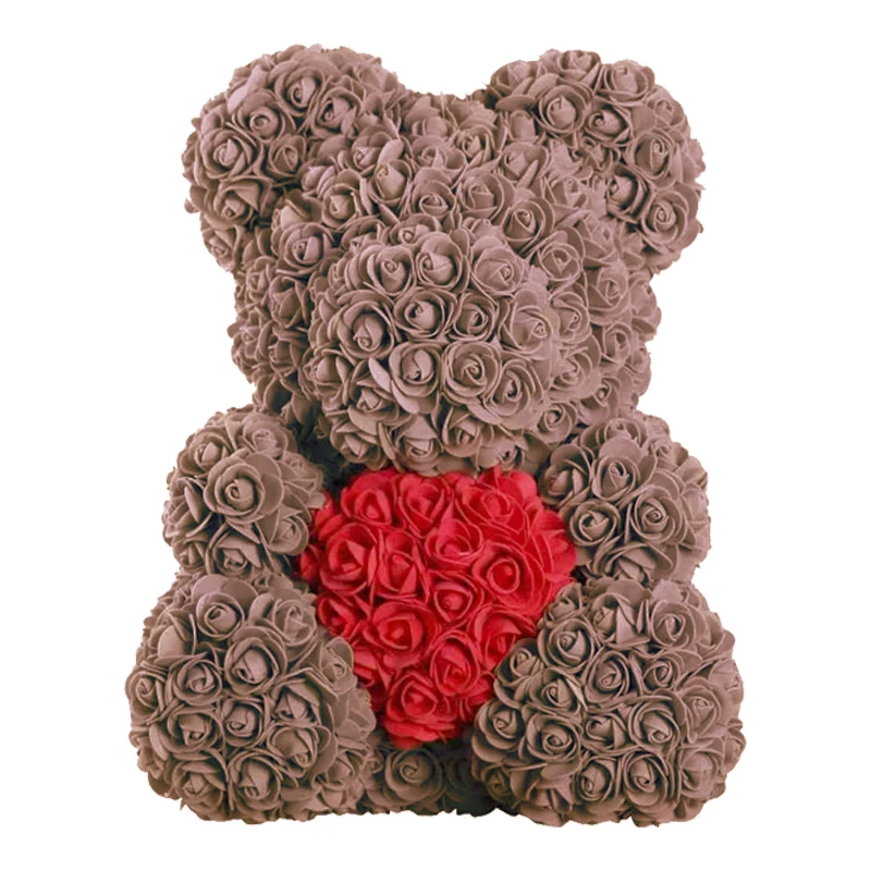 Дропшиппинг 40 см красный плюшевый мишка розы искусственный Рождественский подарок коробка для женщин подарок на день Святого Валентина плюшевый медведь - Цвет: Brown