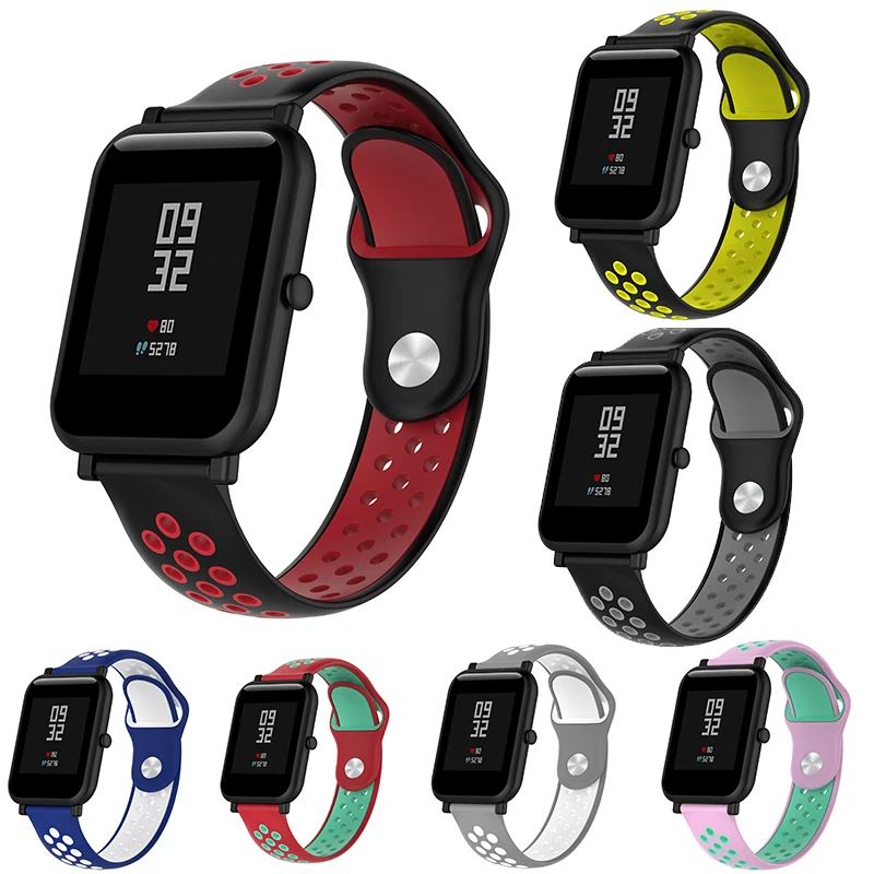 LYQSTA ремешок для часов Huami Amazfit Bip два цвета 20 мм силиконовый сменный 22 xiaomi GRR 42 47 |