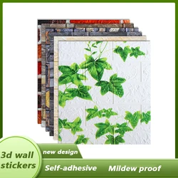 New Design Wall Sticker 3D Wallpaper Anti-Collision Flame Retardant Sponge Self-Adhesive Wall Sticker Mural Bedroom Decoration