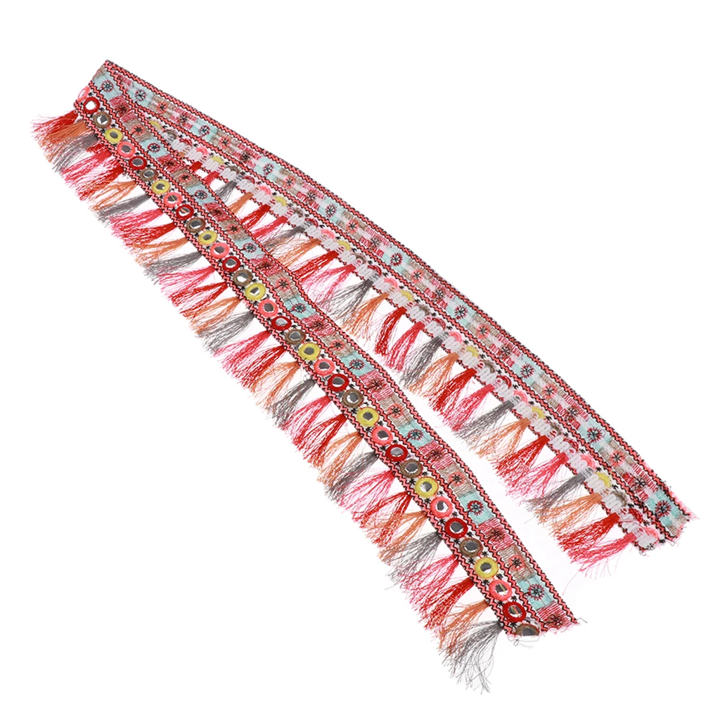 Prettyia 1 Yard Ethnic Cotton Jacquard Ribbon Tassel Fringe Trim DIY Crafts