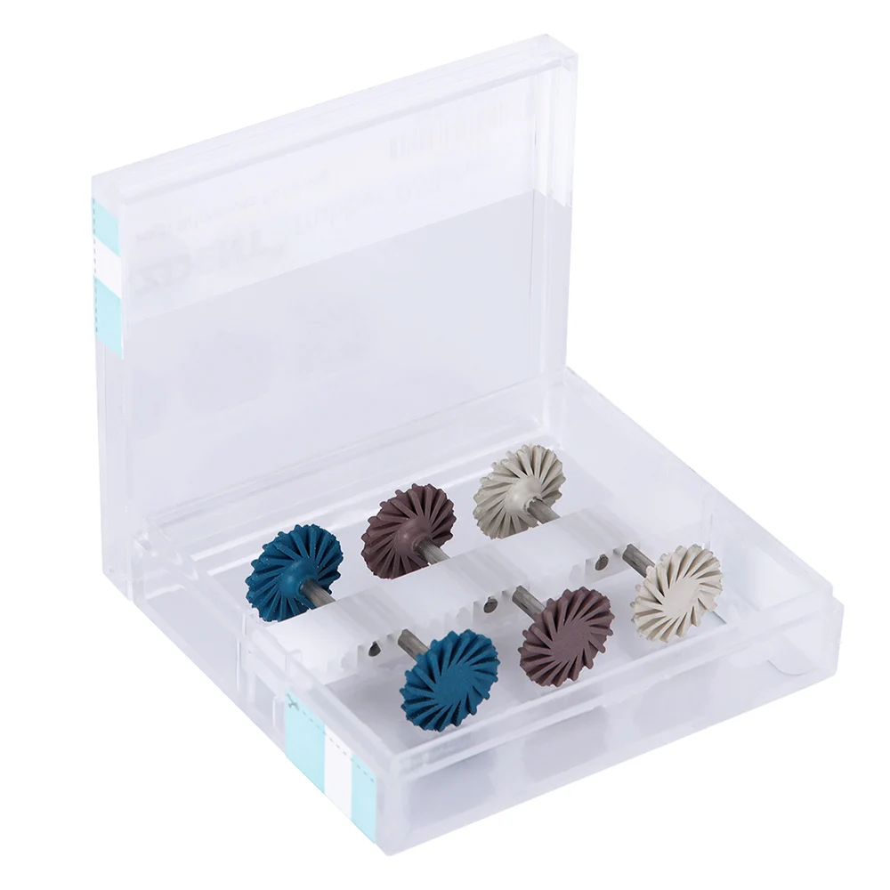 Kopen 6 Stks set Tandheelkundige Composiet Hars Polijsten Disc Kit Spiraal Flex Borstel Burs Diamond Systeem Ra Disc 14 Mm Wiel