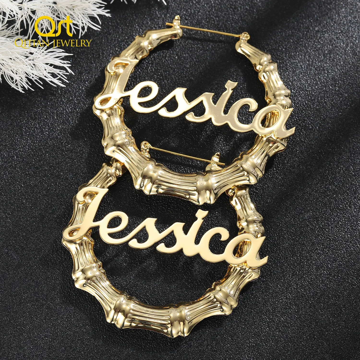 Custom Bamboo Hoop Earrings Image 8