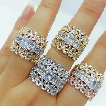 

GODKI Luxury 3 Layers Bold Statement Rings with Zirconia Stones 2020 Women Engagement Party Jewelry High Quality