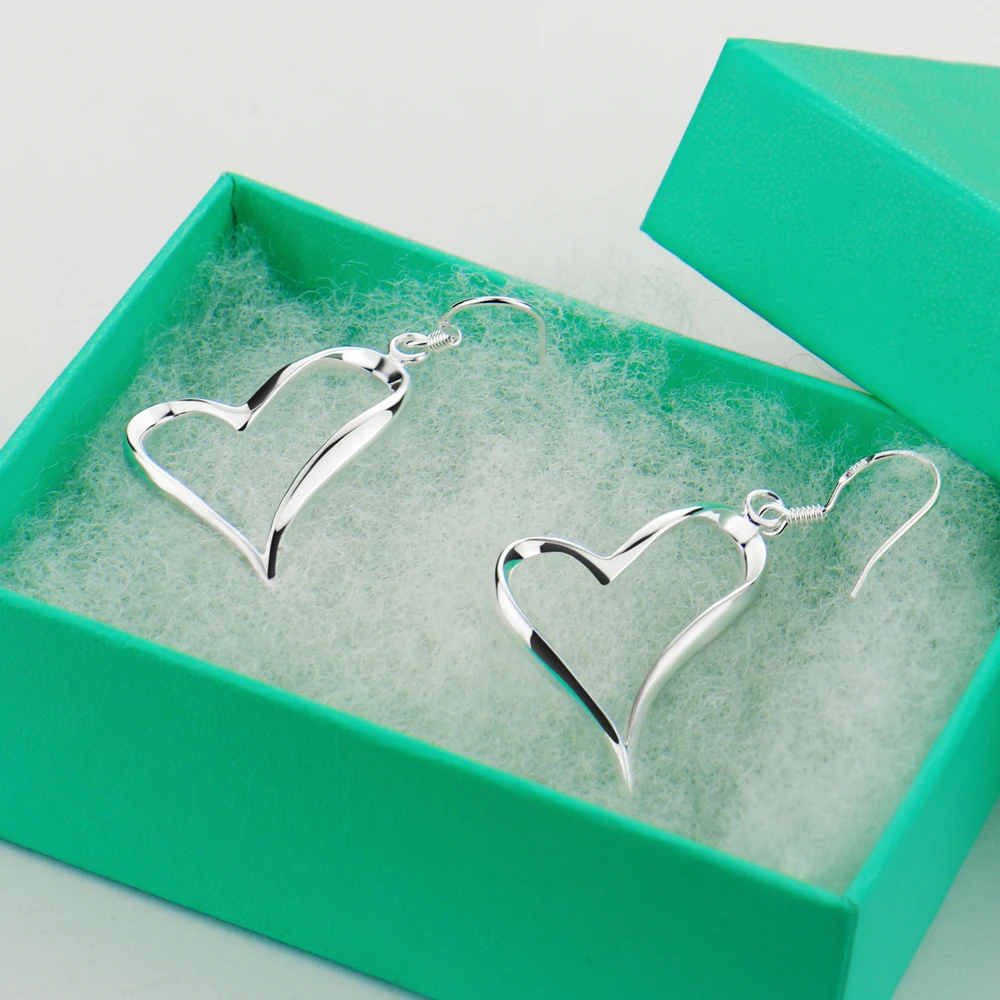 Женские серьги подвески в виде сердца из серебра 925 пробы|pendant fixture|gifts for new yearpendant