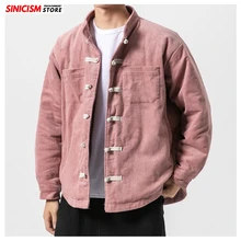 Sinicism Store мужские зимние винтажные китайские стильные вельветовые парки мужские утепленные японские Куртки Оверсайз мужские модные пальто