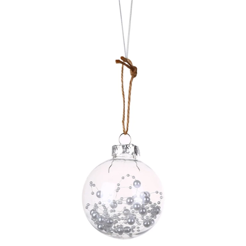 Рождественские украшения шар с жемчугом ротанга прозрачные подвесные Рождественские шары окно торгового центра украшения - Цвет: White