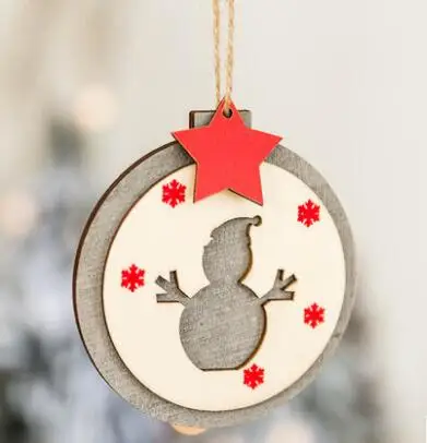 Snowman Деревянные Подвески в виде снеговика, лося, звезды, алфавита, рождественская елка, подвесное украшение, рождественские украшения для дома - Цвет: Snowman