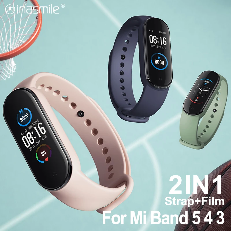 Ремешок силиконовый для xiaomi mi band 5 сменный Браслет Xiaomi Mi Band 3 4 протектор экрана |