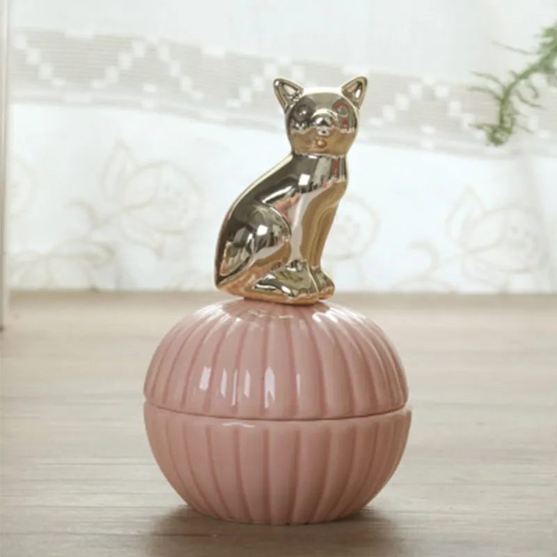 New Arrivals Wedding Gift Handmade Electroplate Animal Trinket Box White Ceramic Jewelry Box Storage Jar flesjes - Цвет: buy 1 PC
