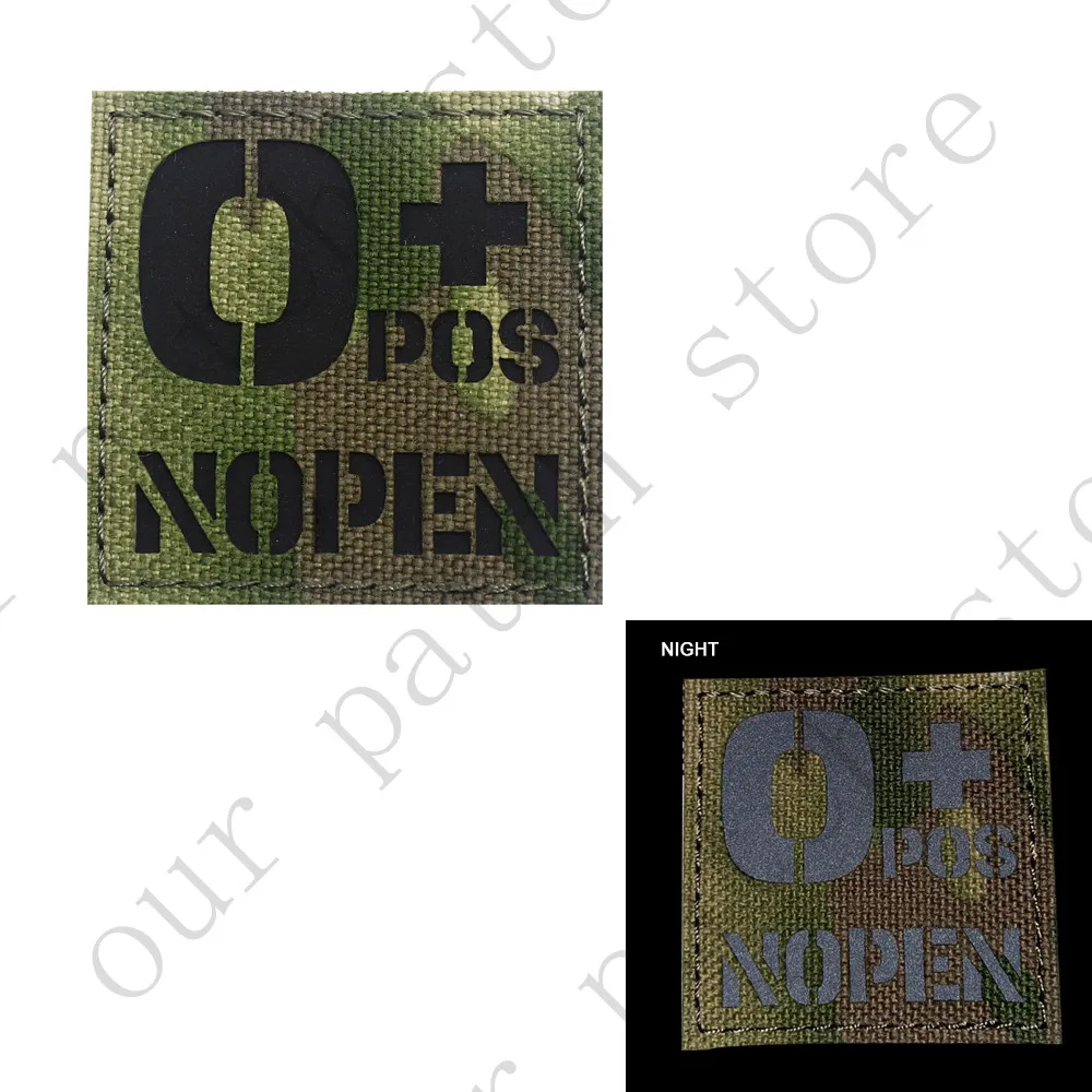Multicam IR OPOS O NOPEN No Penicillin Allergy Blood Type 2x2 Tactical Morale Touch Fastener Patch 
