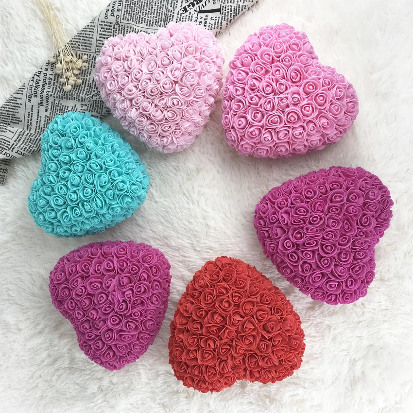 Nuovo 25M Rosso Rosa Orso Dolce Cuore Rosa Fiore Artificiale Rosa Decorazione Di Cuore Di San Valentino Regalo Di Compleanno Rosa Oso Flor Di San Vale